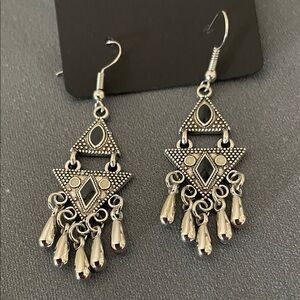 Artisan Black and Silver Geometric Earrings
